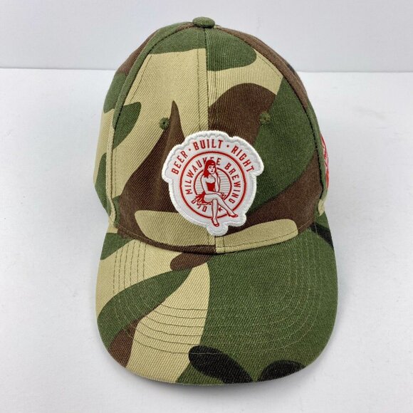 Old Milwaukee Brewing Hat, Trucker Baseball Cap Beer Built Right Camo Snap Back - Picture 1 of 9